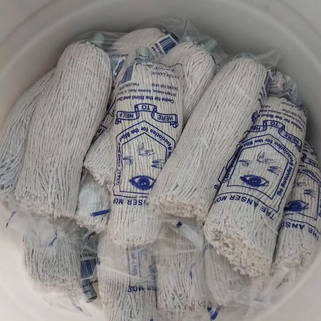 Cotton mop heads produced for sale by the workshop